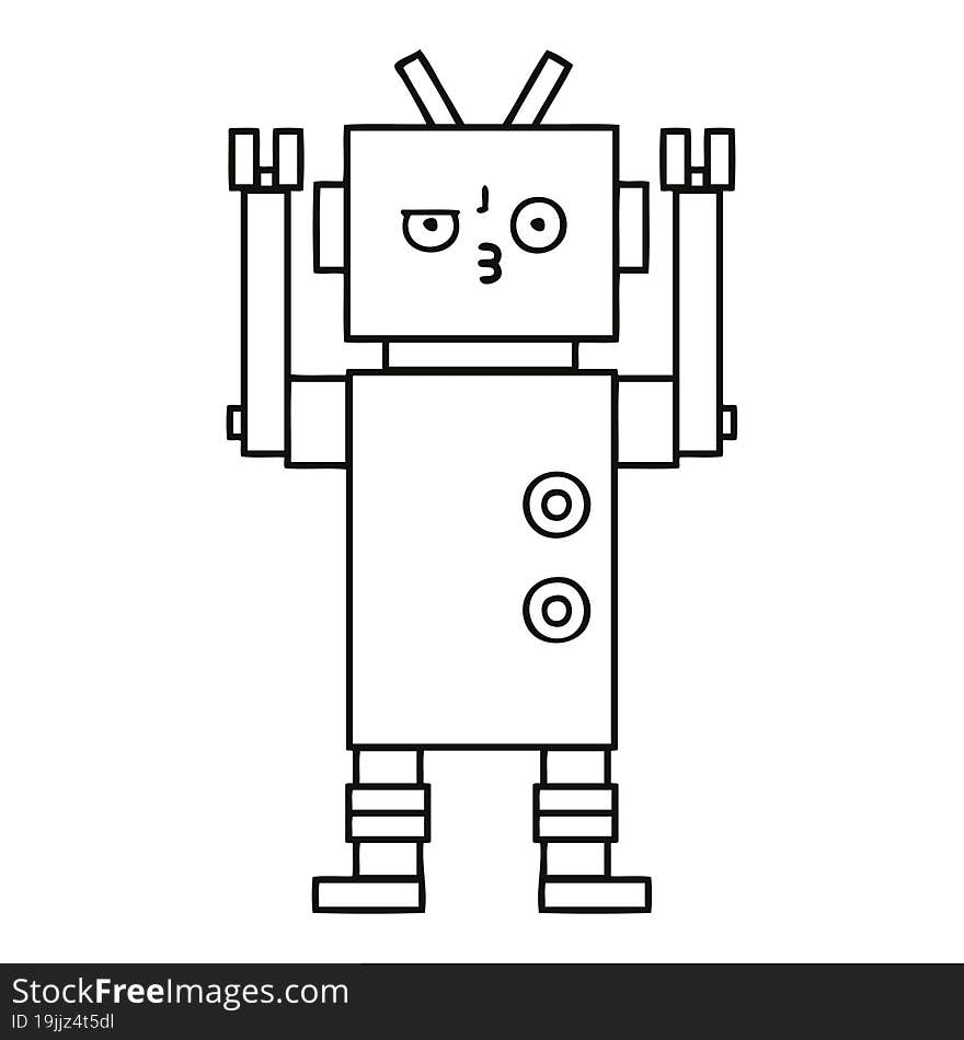 line drawing cartoon of a robot. line drawing cartoon of a robot