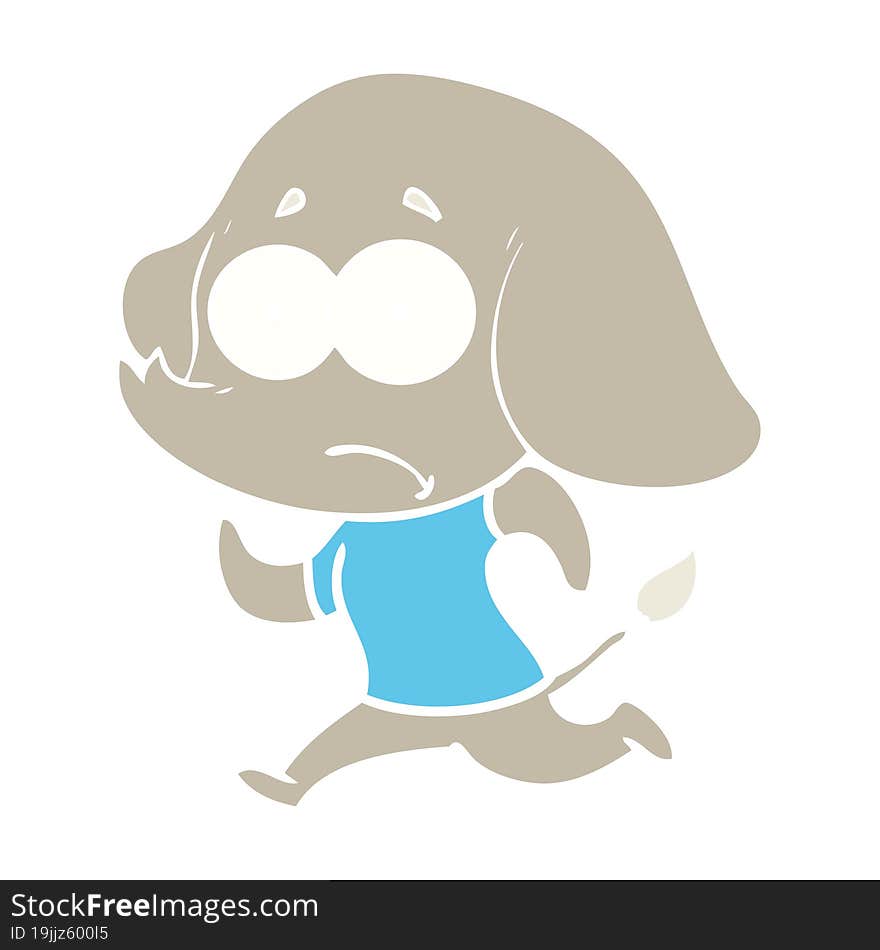 flat color style cartoon unsure elephant running away