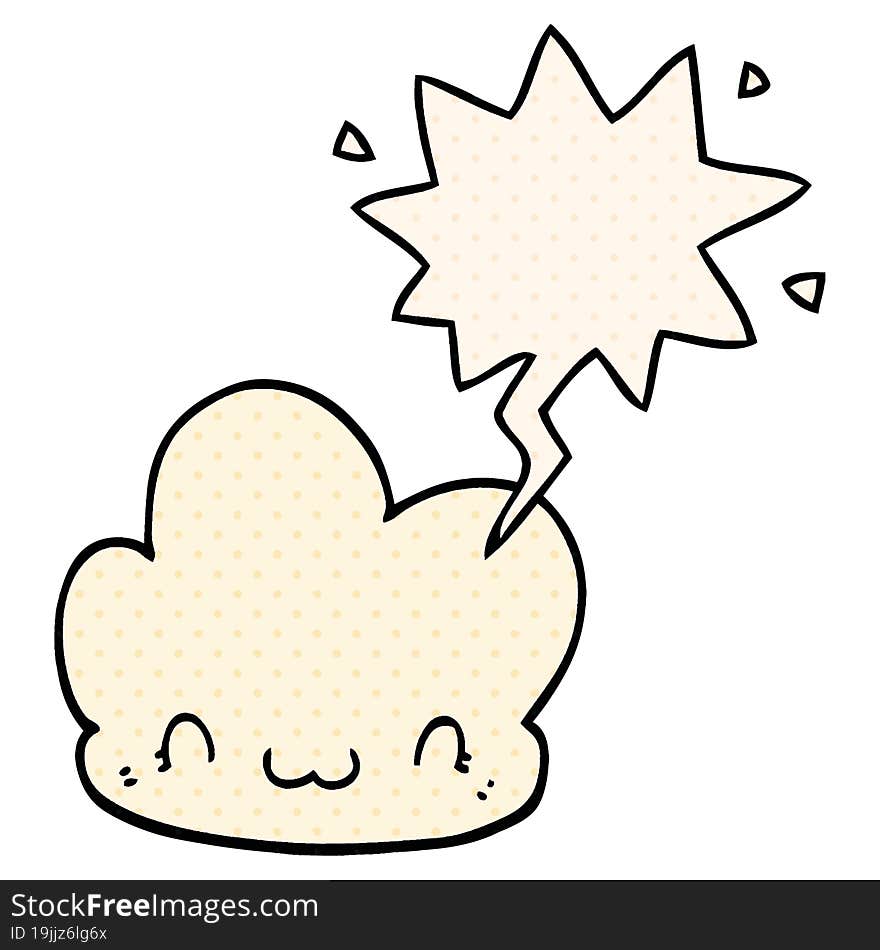 cartoon cloud and speech bubble in comic book style