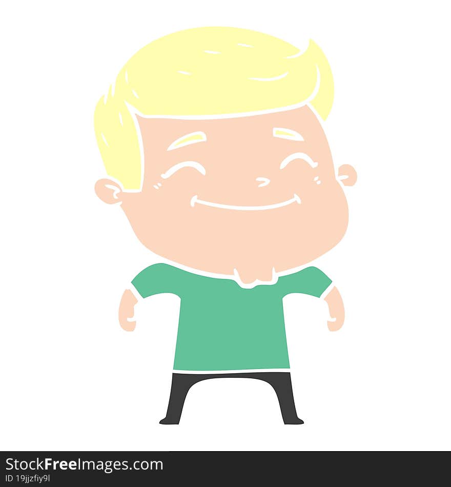 happy flat color style cartoon man