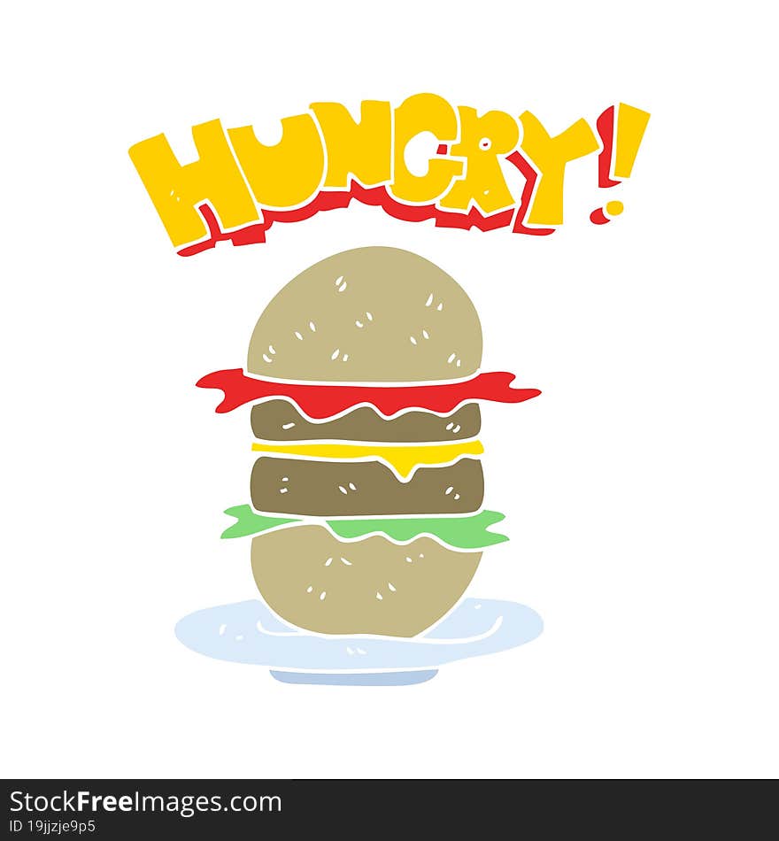 flat color illustration of a cartoon burger