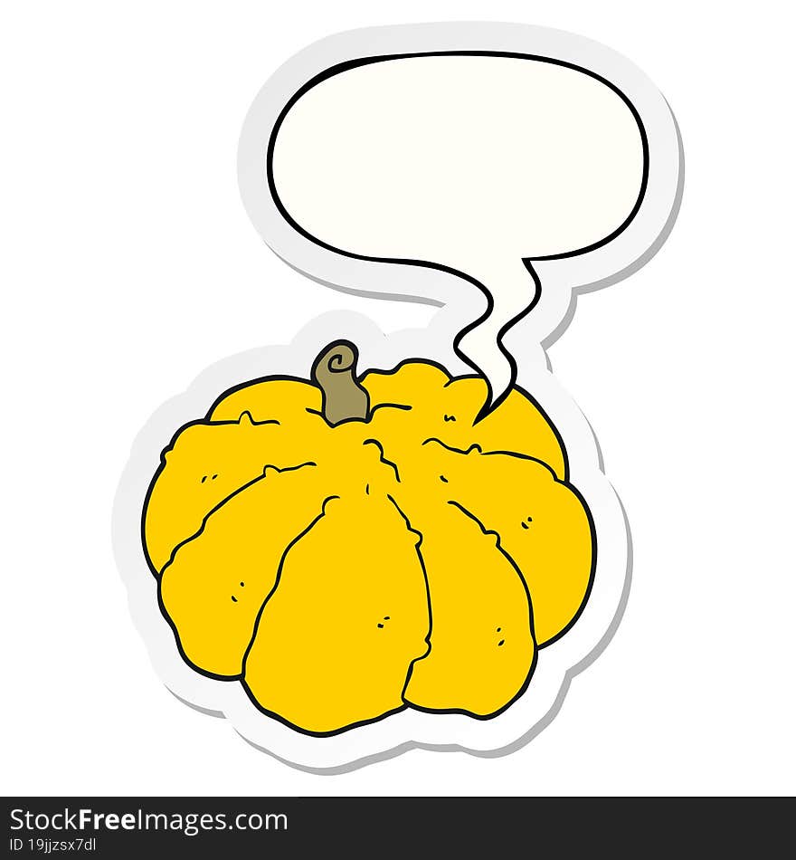 cartoon squash and speech bubble sticker