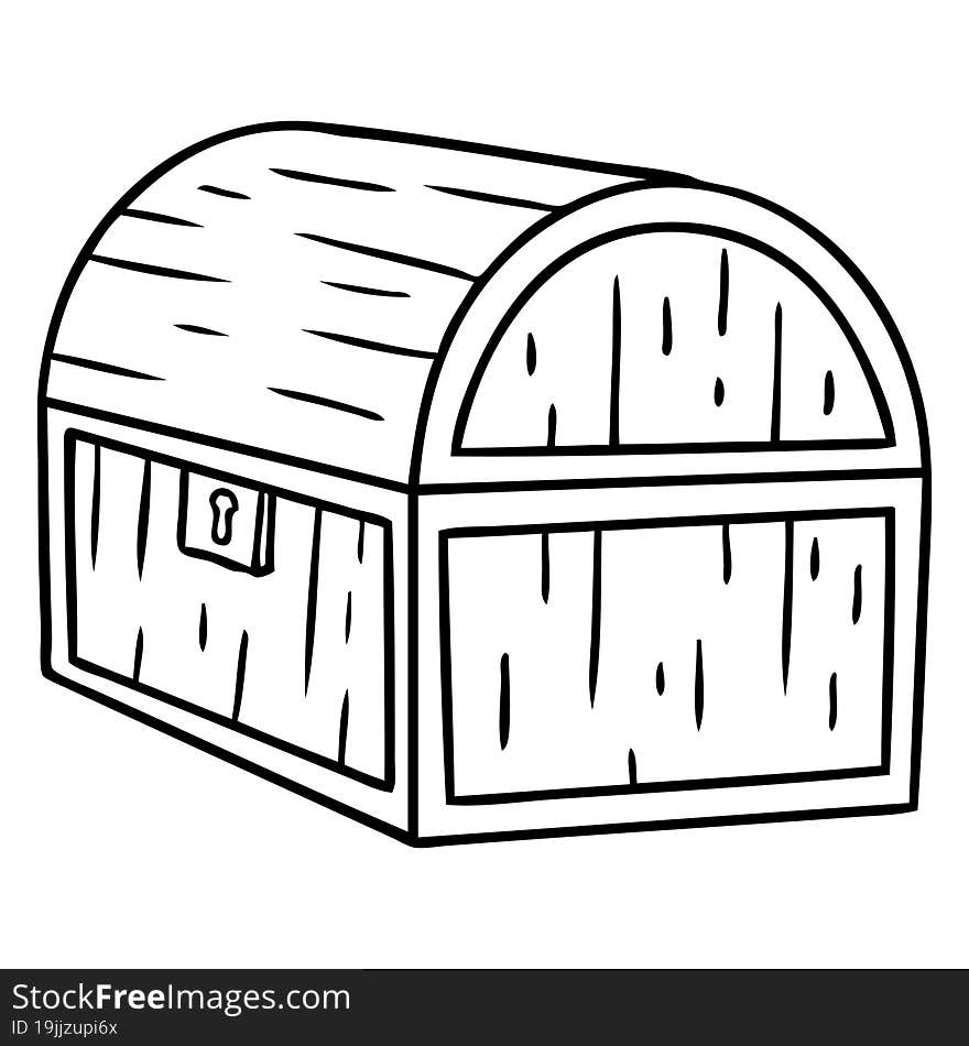 hand drawn line drawing doodle of a treasure chest