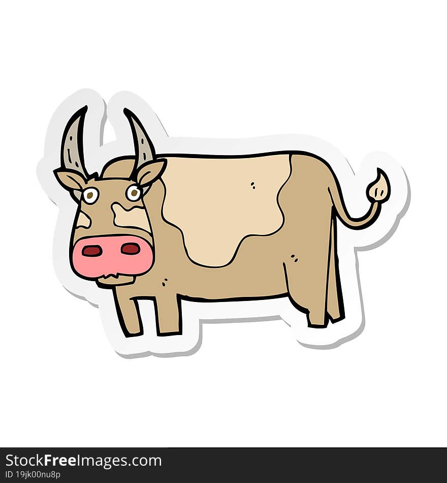 Sticker Of A Cartoon Bull