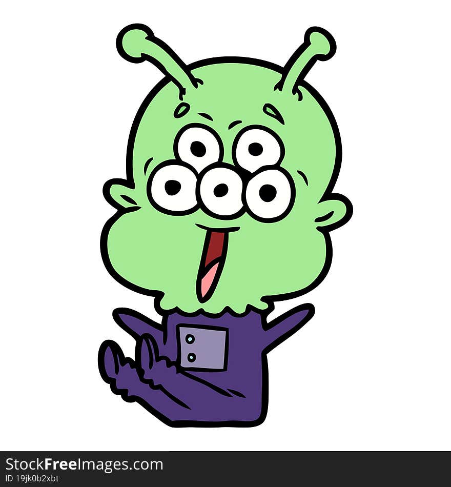 happy cartoon alien. happy cartoon alien