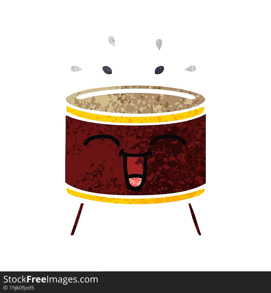 Retro Illustration Style Cartoon Drum