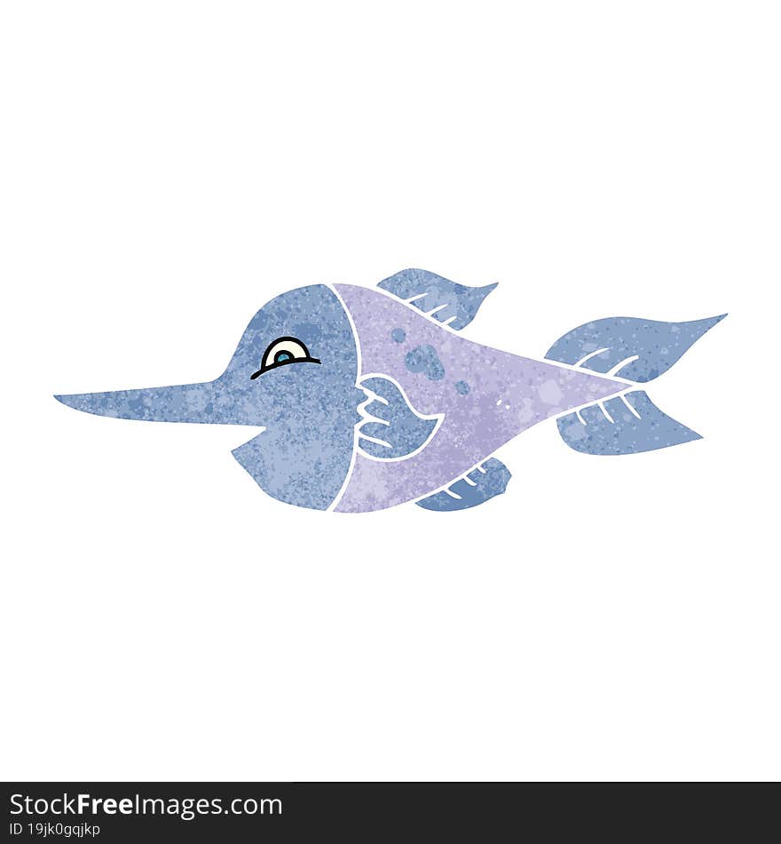 freehand retro cartoon swordfish