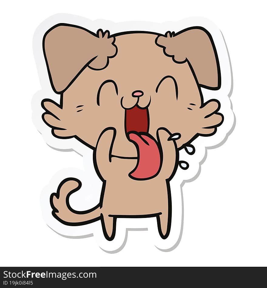 Sticker Of A Cartoon Panting Dog