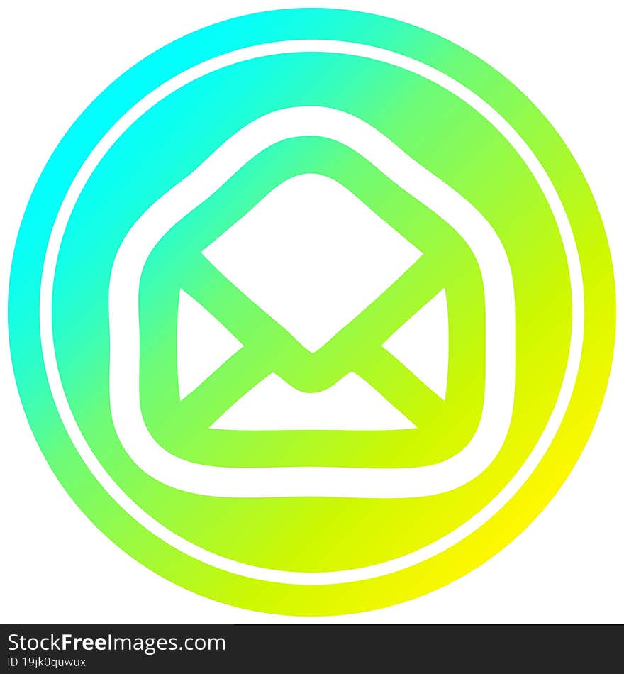 envelope letter circular in cold gradient spectrum