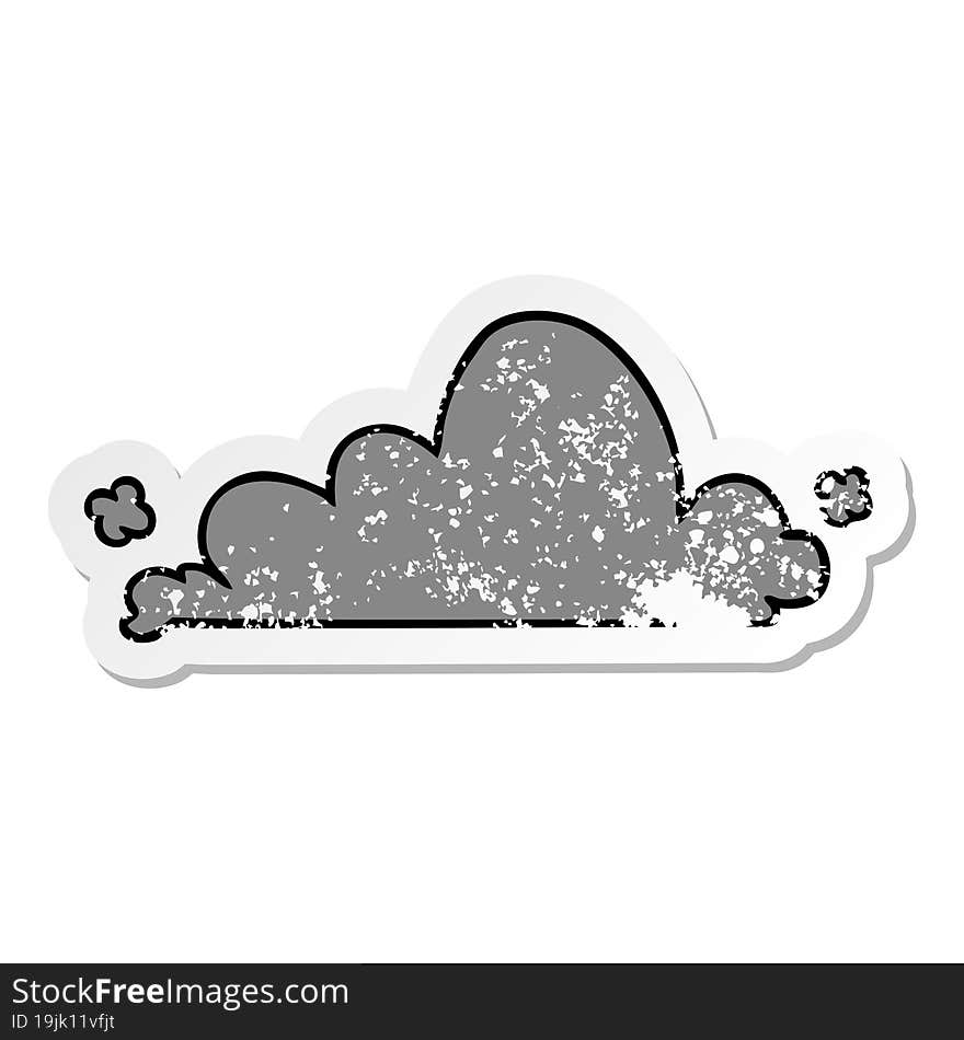 distressed sticker cartoon doodle of a white cloud