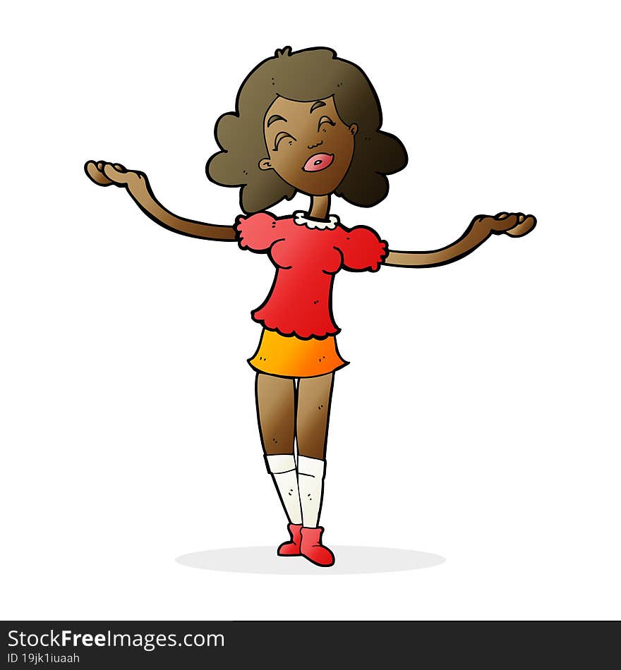 cartoon woman taking praise