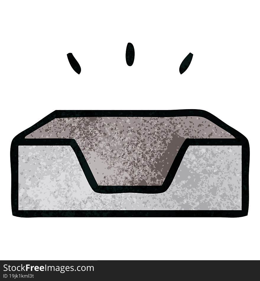 retro grunge texture cartoon of a empty in tray