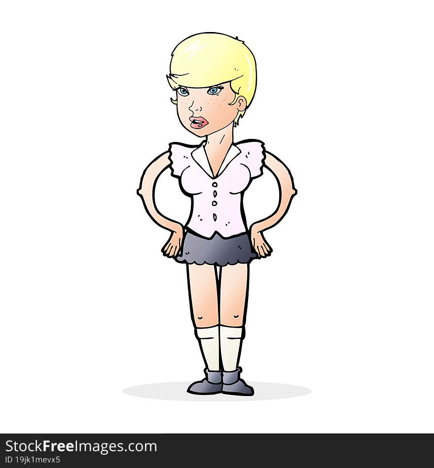 cartoon woman with hands on hips