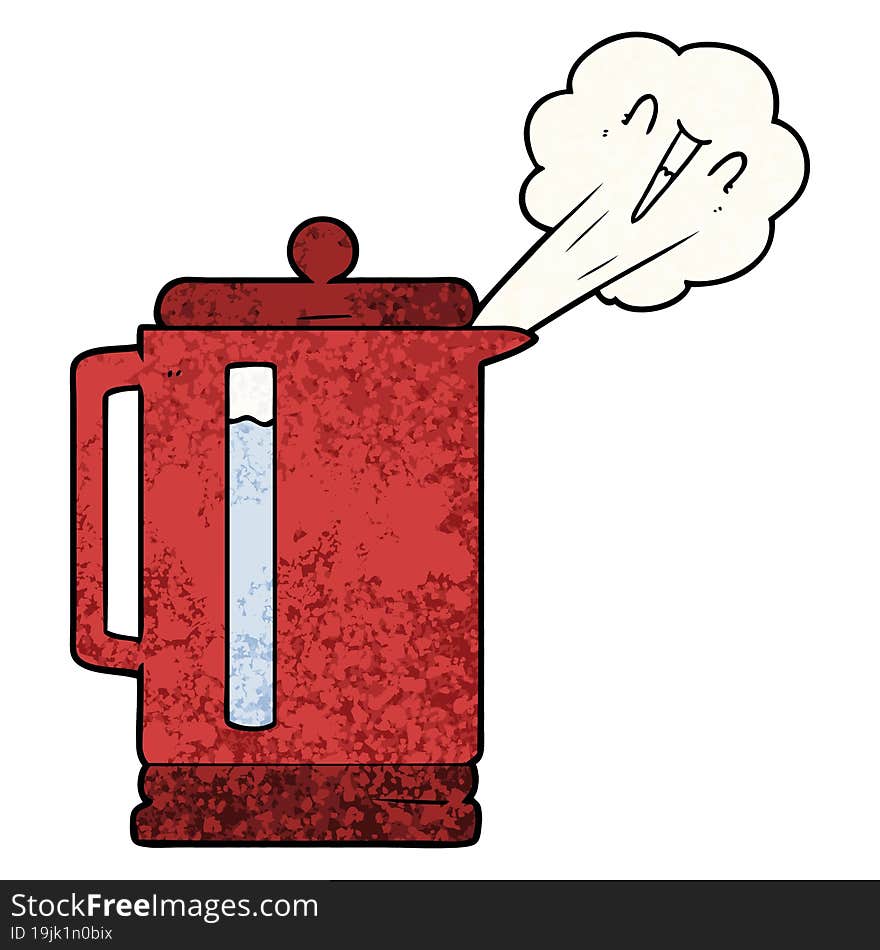 cartoon electric kettle boiling. cartoon electric kettle boiling