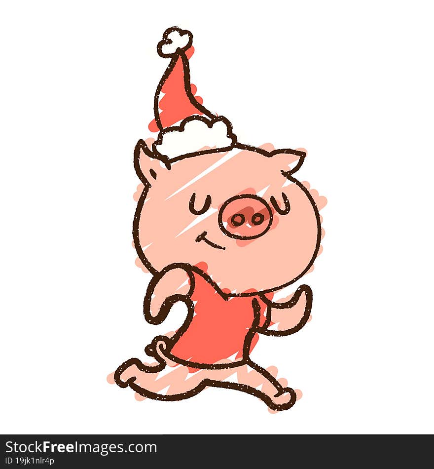 Festive Pig Chalk Drawing