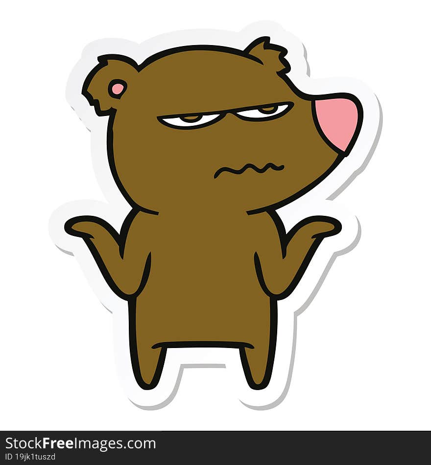 sticker of a annoyed bear cartoon