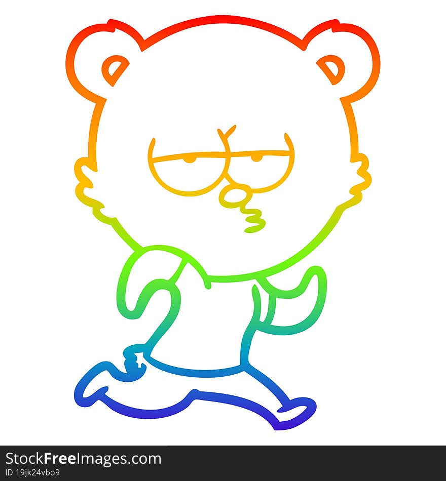 rainbow gradient line drawing bored polar bear running cartoon