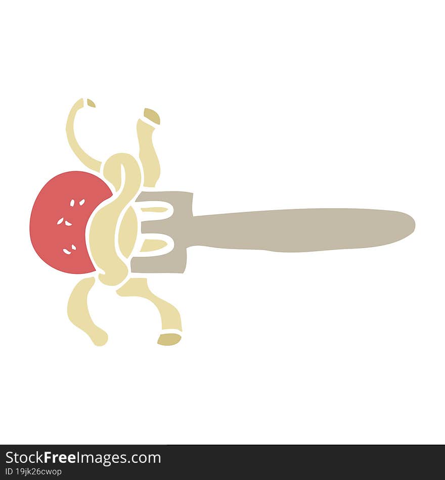 flat color illustration cartoon meatball on fork