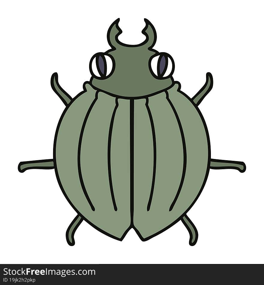 Quirky Hand Drawn Cartoon Beetle