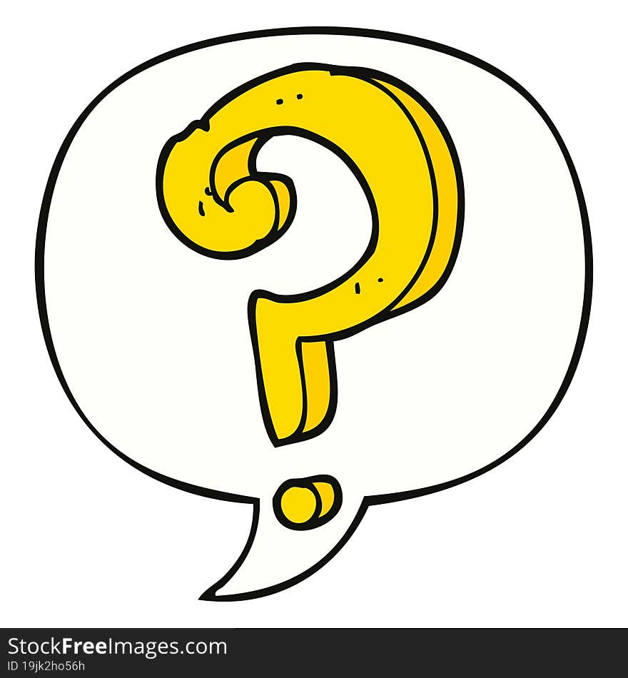 cartoon question mark with speech bubble. cartoon question mark with speech bubble