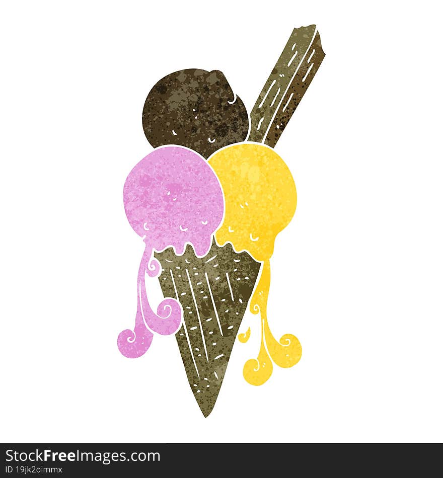 retro cartoon ice cream cone