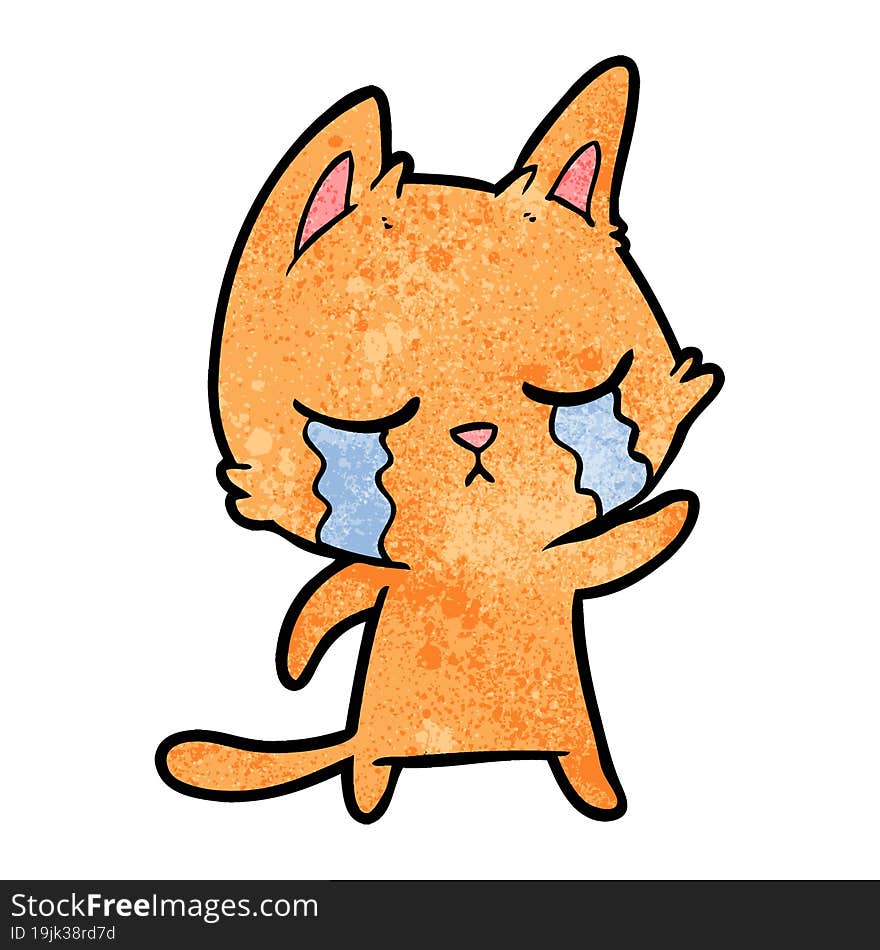 crying cartoon cat pointing. crying cartoon cat pointing