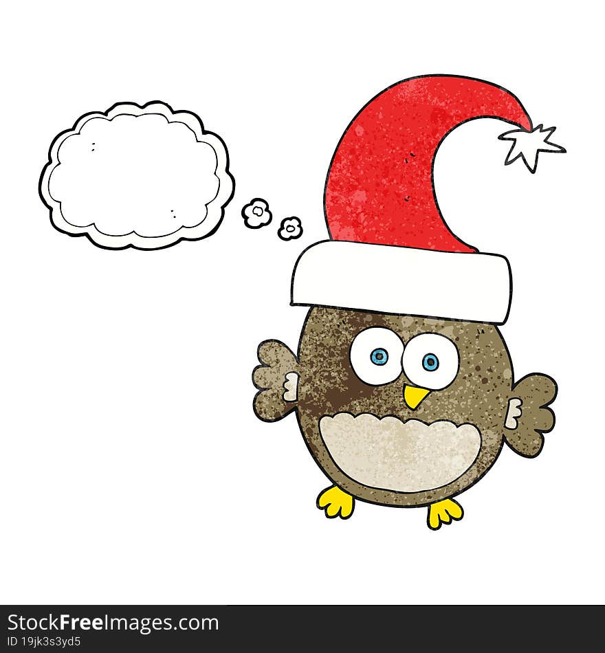 Thought Bubble Textured Cartoon Little Christmas Owl