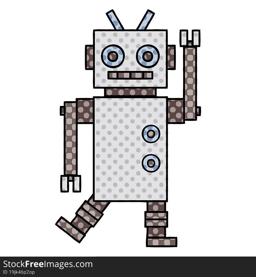 Comic Book Style Cartoon Dancing Robot