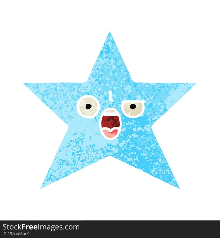 retro illustration style cartoon star fish