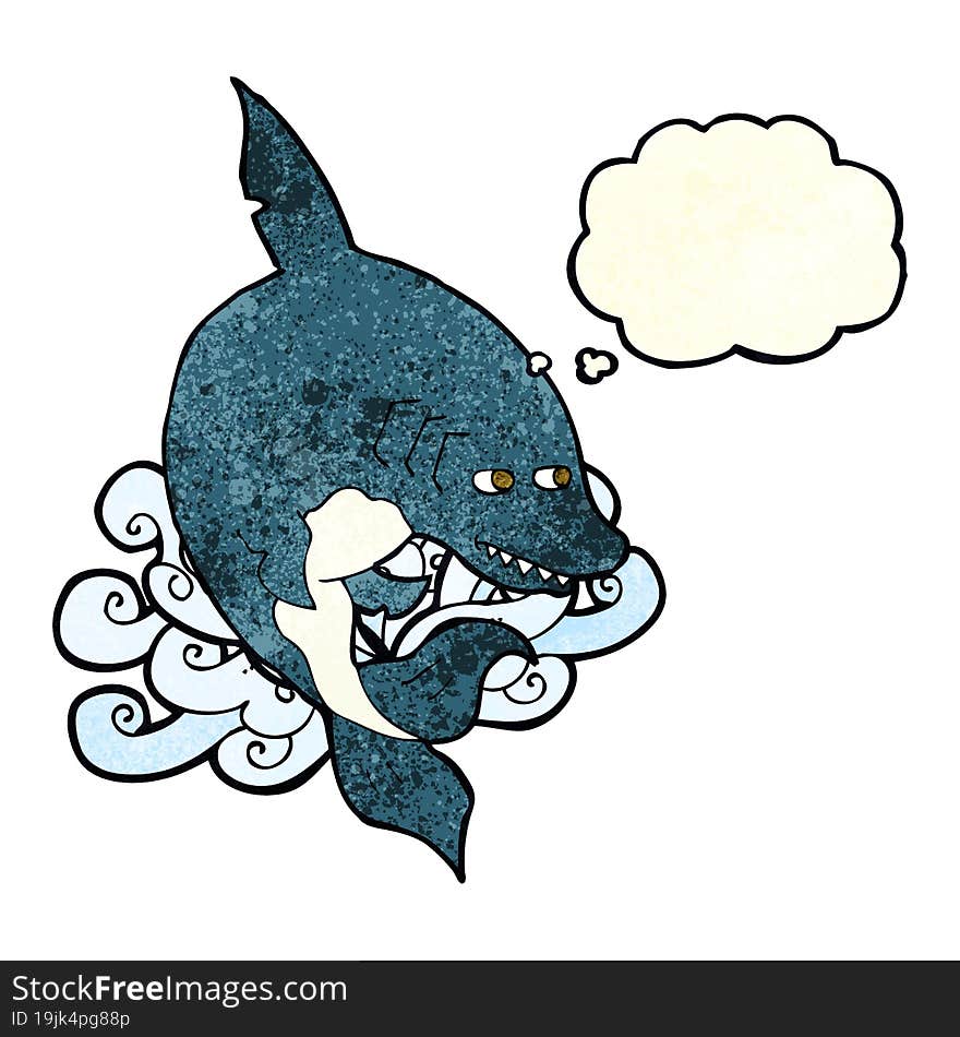 funny cartoon shark with thought bubble