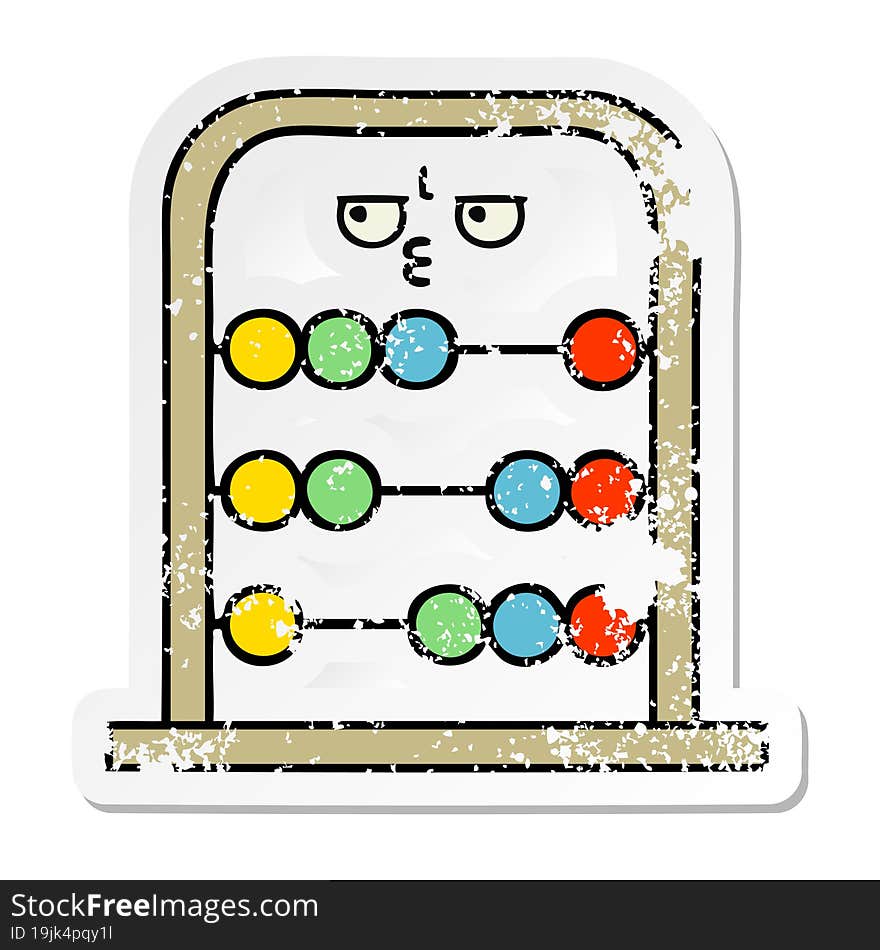 Distressed Sticker Of A Cute Cartoon Abacus