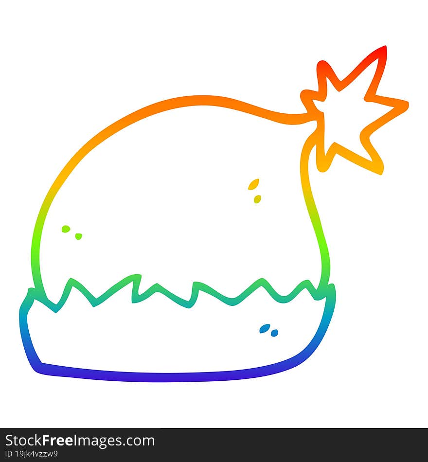 rainbow gradient line drawing cartoon santa hat