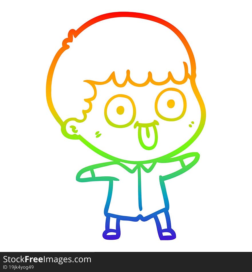 rainbow gradient line drawing cartoon man staring