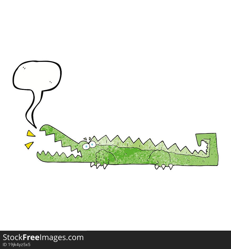 speech bubble textured cartoon crocodile