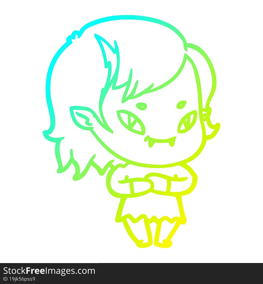 cold gradient line drawing cartoon friendly vampire girl