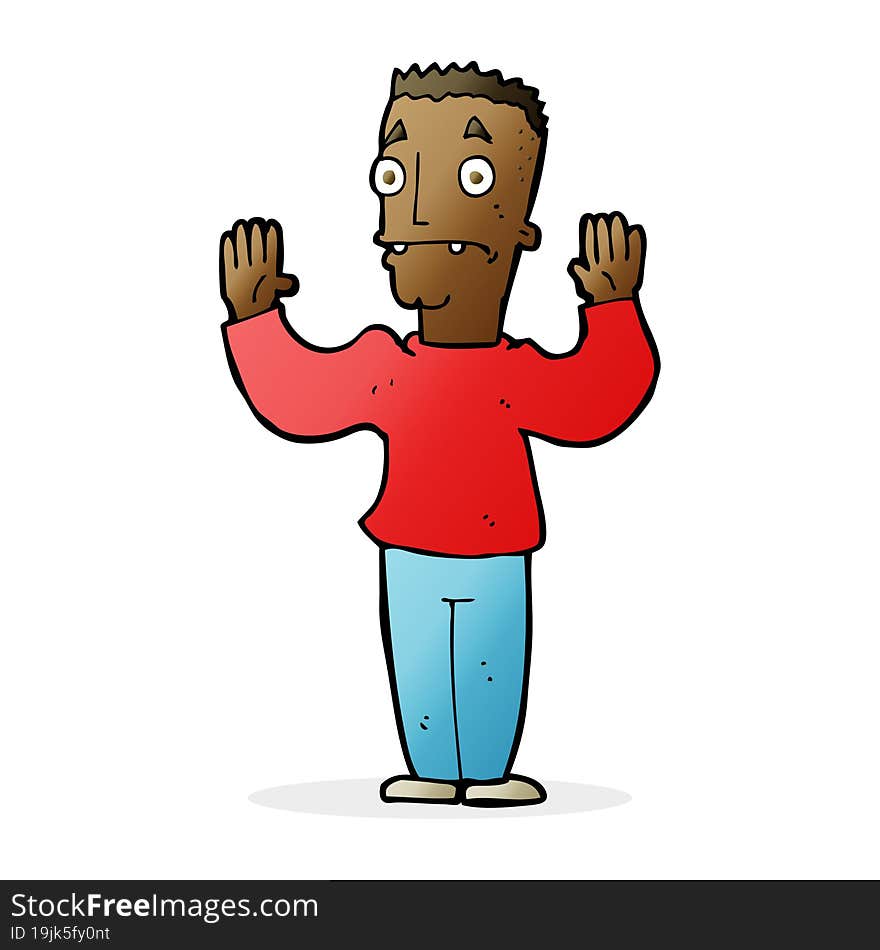 cartoon man surrendering