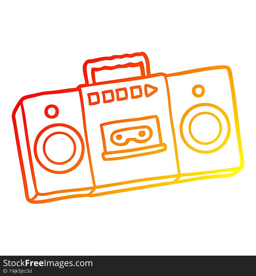 warm gradient line drawing of a cartoon retro cassette tape player