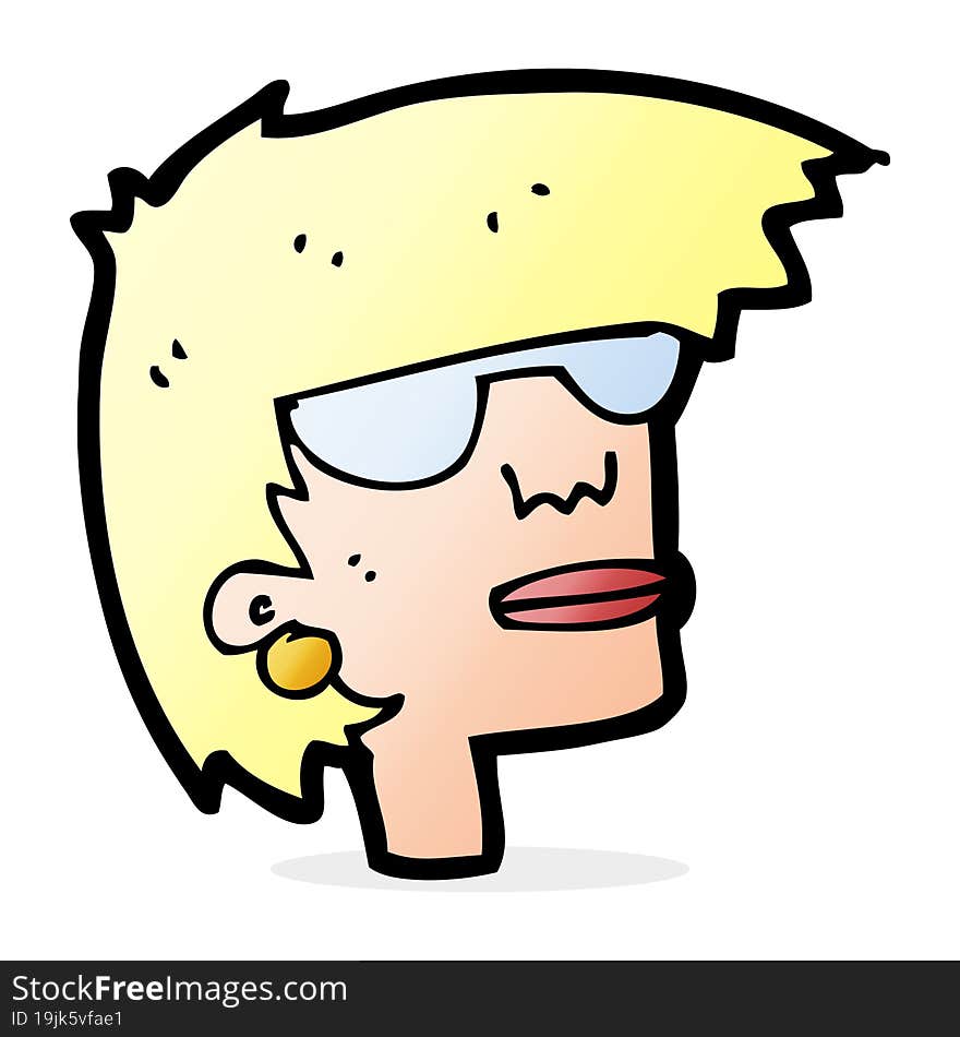 Cartoon Female Face With Glasses