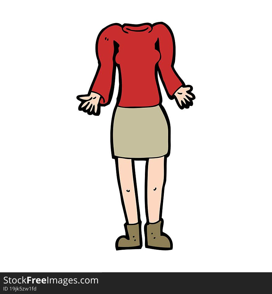 Cartoon Female Body With Shrugging Shoulders (mix And Match Cartoons Or Add Own Photos