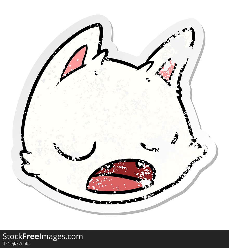 distressed sticker of a cartoon cat face