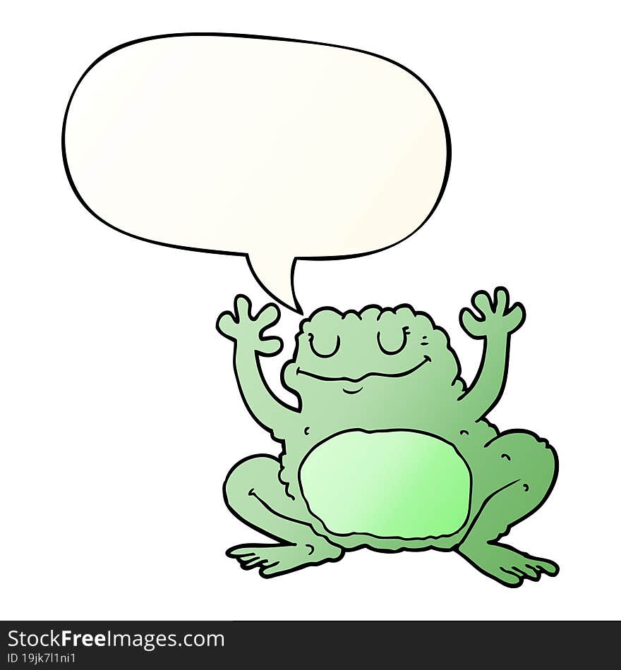 cartoon frog with speech bubble in smooth gradient style