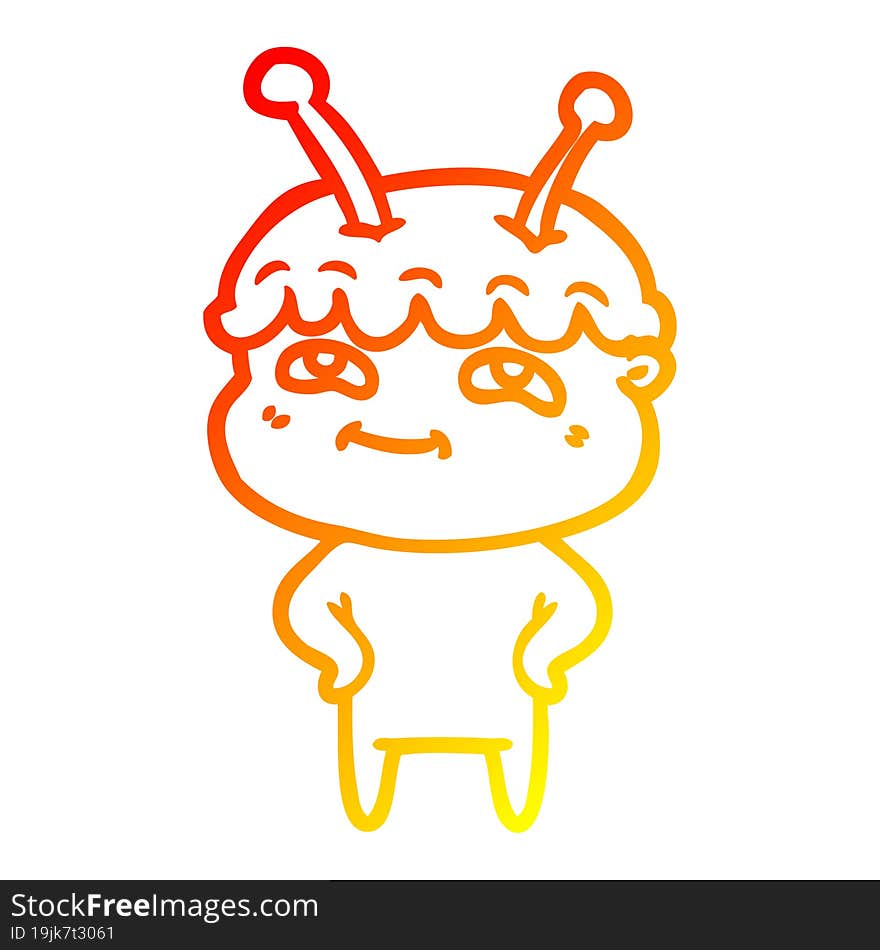 warm gradient line drawing friendly cartoon spaceman