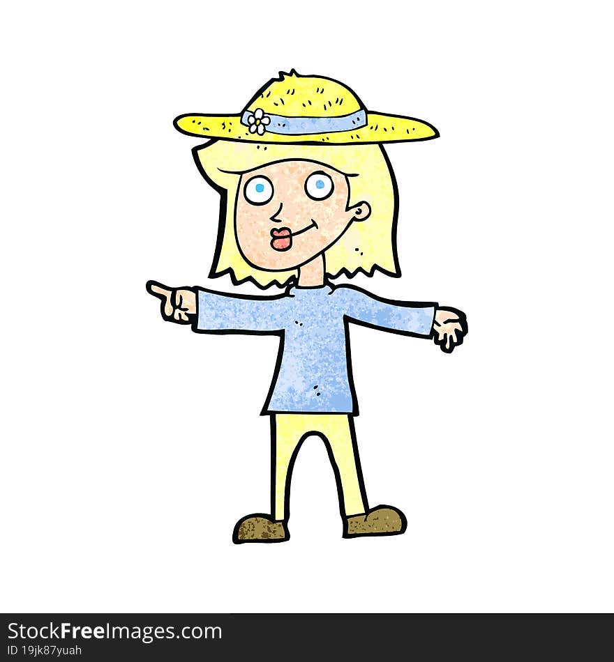 Cartoon Woman Wearing Hat