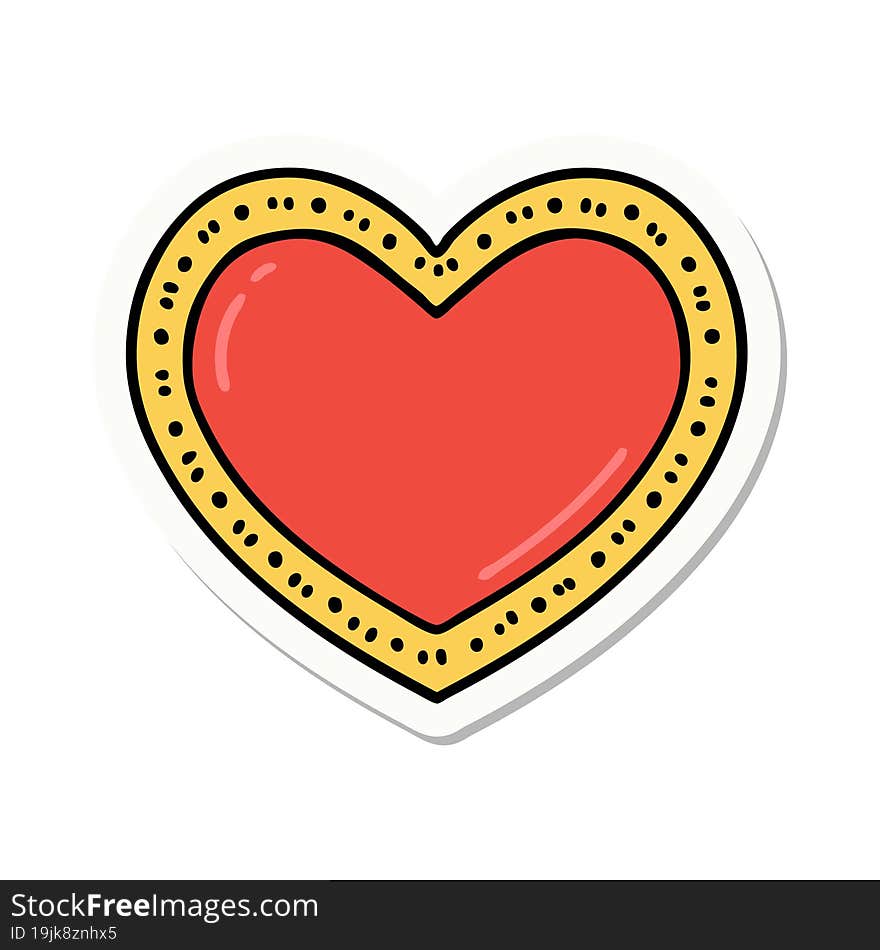 sticker of tattoo in traditional style of a heart. sticker of tattoo in traditional style of a heart