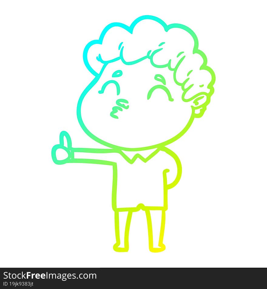 cold gradient line drawing cartoon man pouting