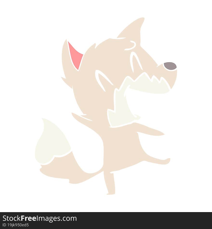 laughing fox flat color style cartoon