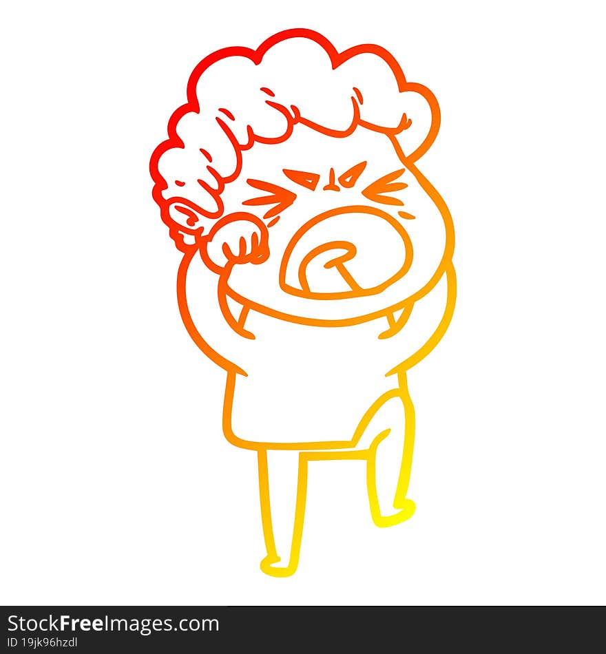 warm gradient line drawing cartoon furious man