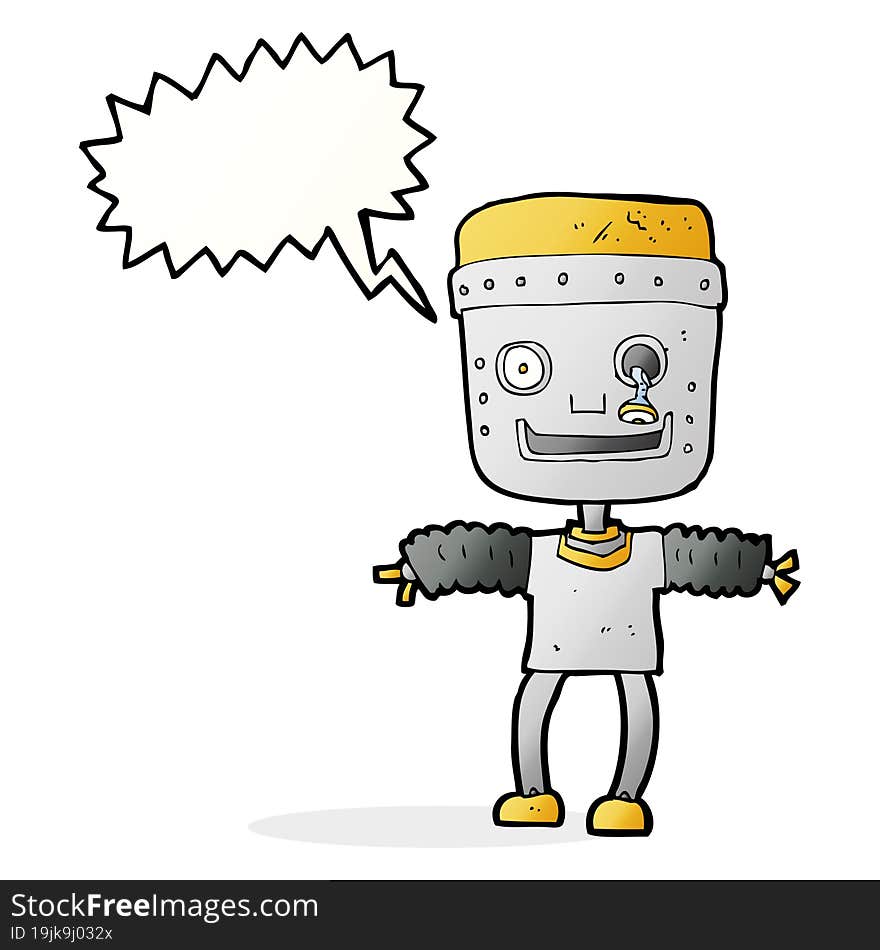 cartoon robot with speech bubble