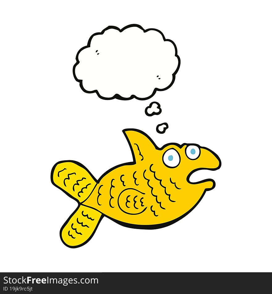 cartoon fish with thought bubble