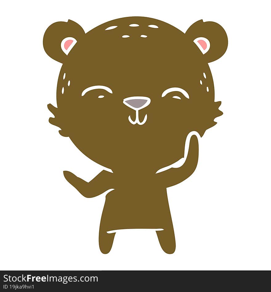 happy flat color style cartoon bear